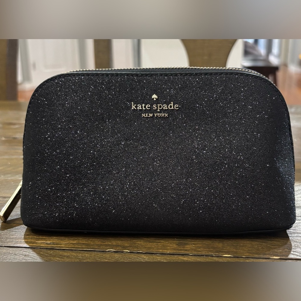 Kate Spade New York Shimmy Glitter Cosmetics Case in Black